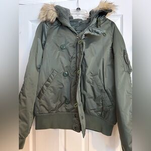 American Eagle Women’s Short Green Hooded Jacket